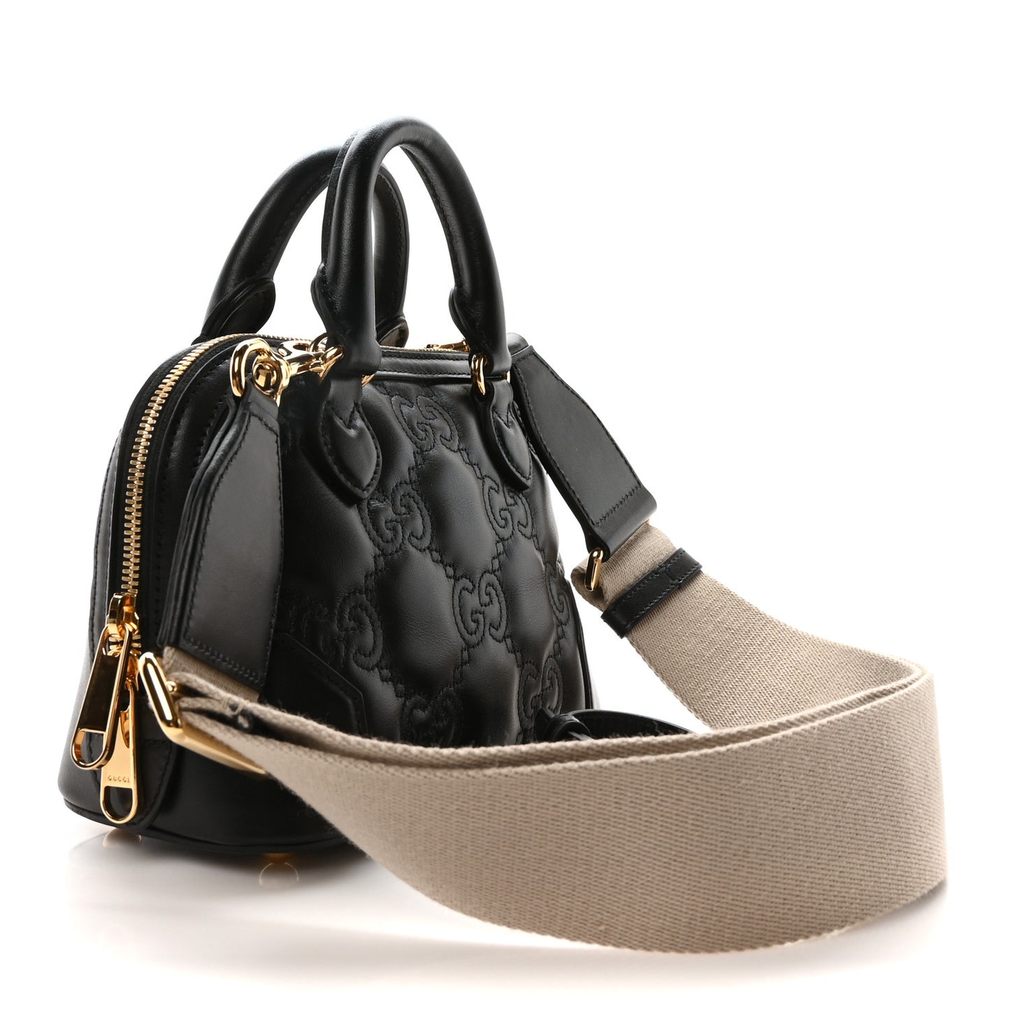 Calfskin GG Matelasse Mini Top Handle Bag Black