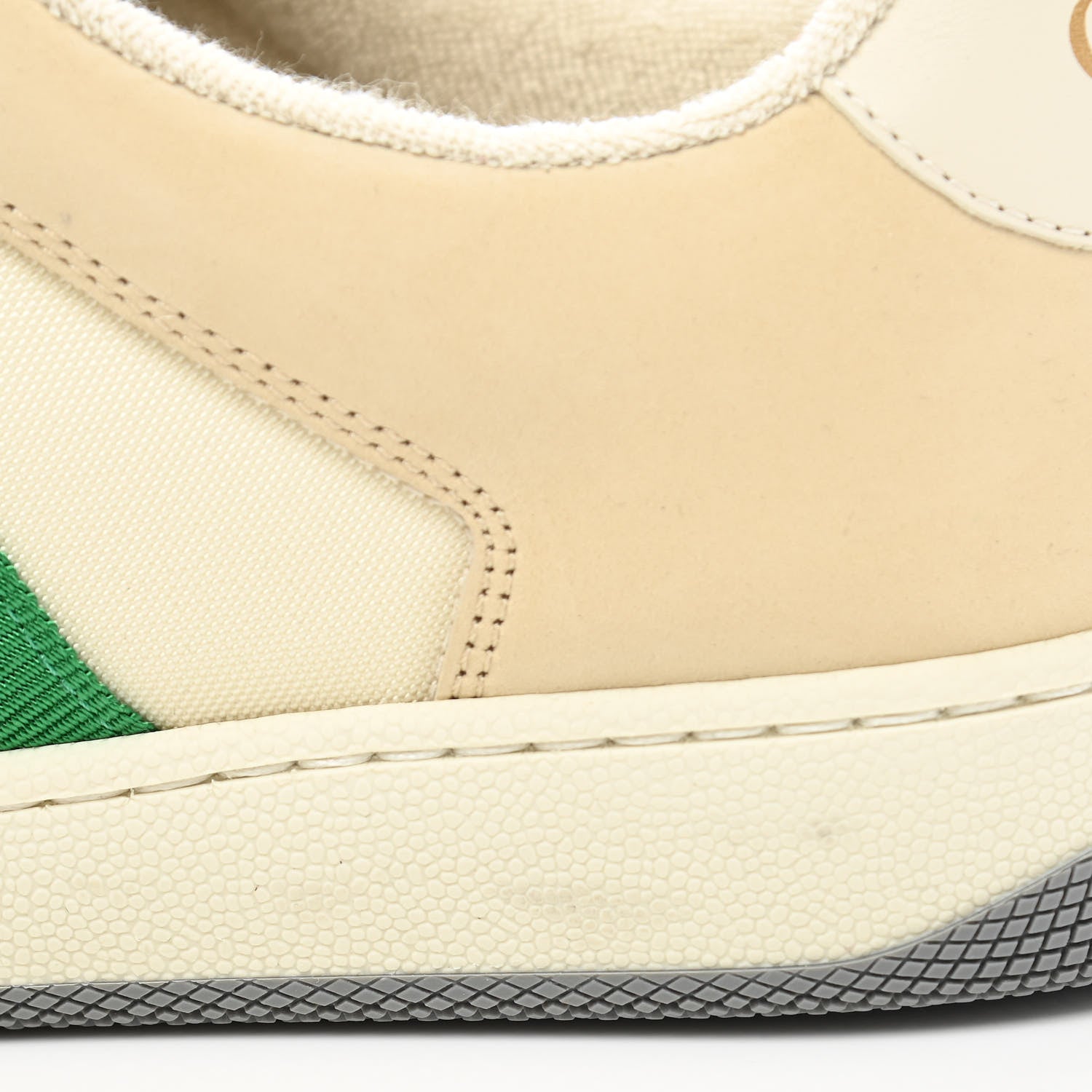 Gucci Nylon Nubuck Web Womens Screener Sneakers 37.5 Mystic White Dusty Milk 11 of 12