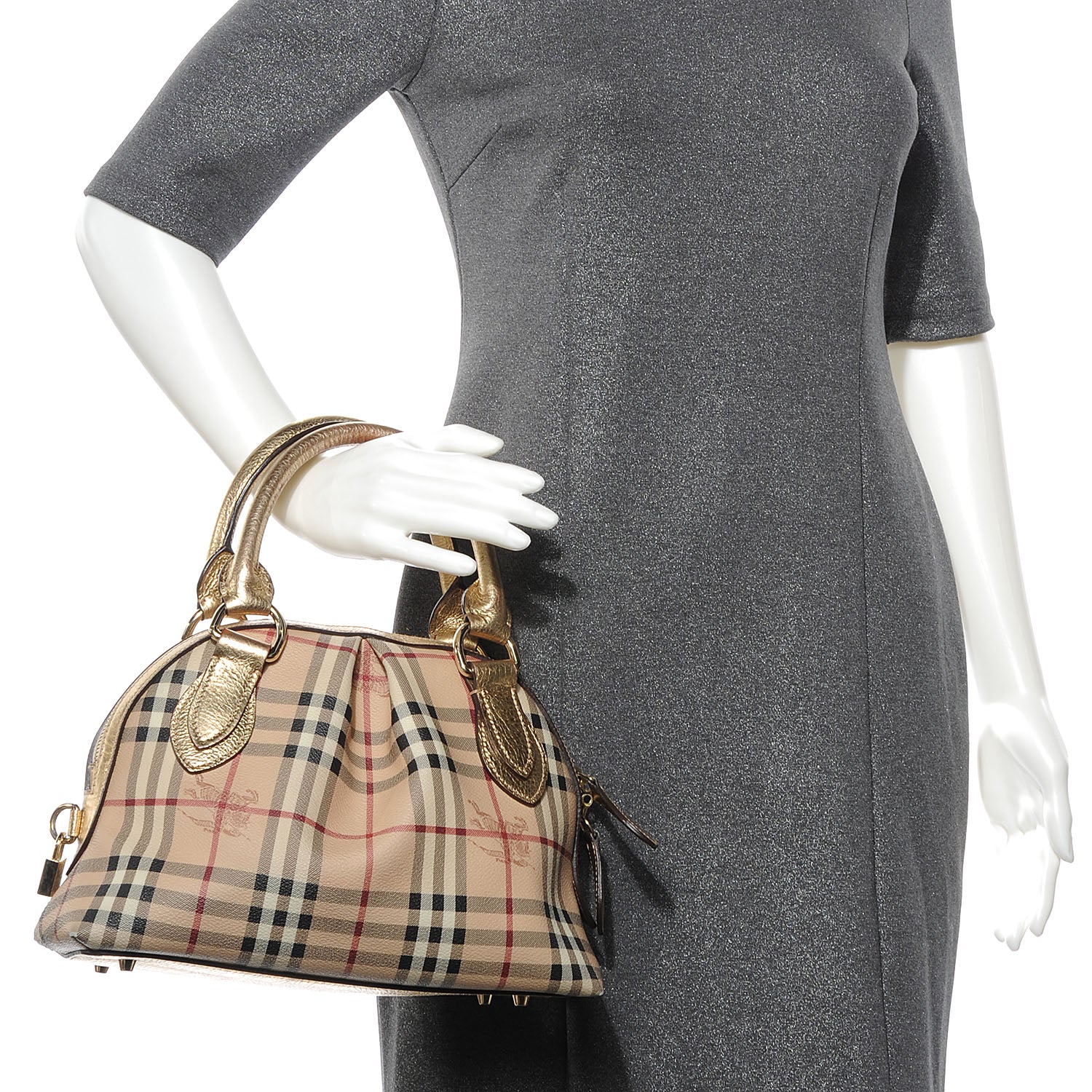 Burberry Haymarket Check Small Bowler Gold 2 of 8