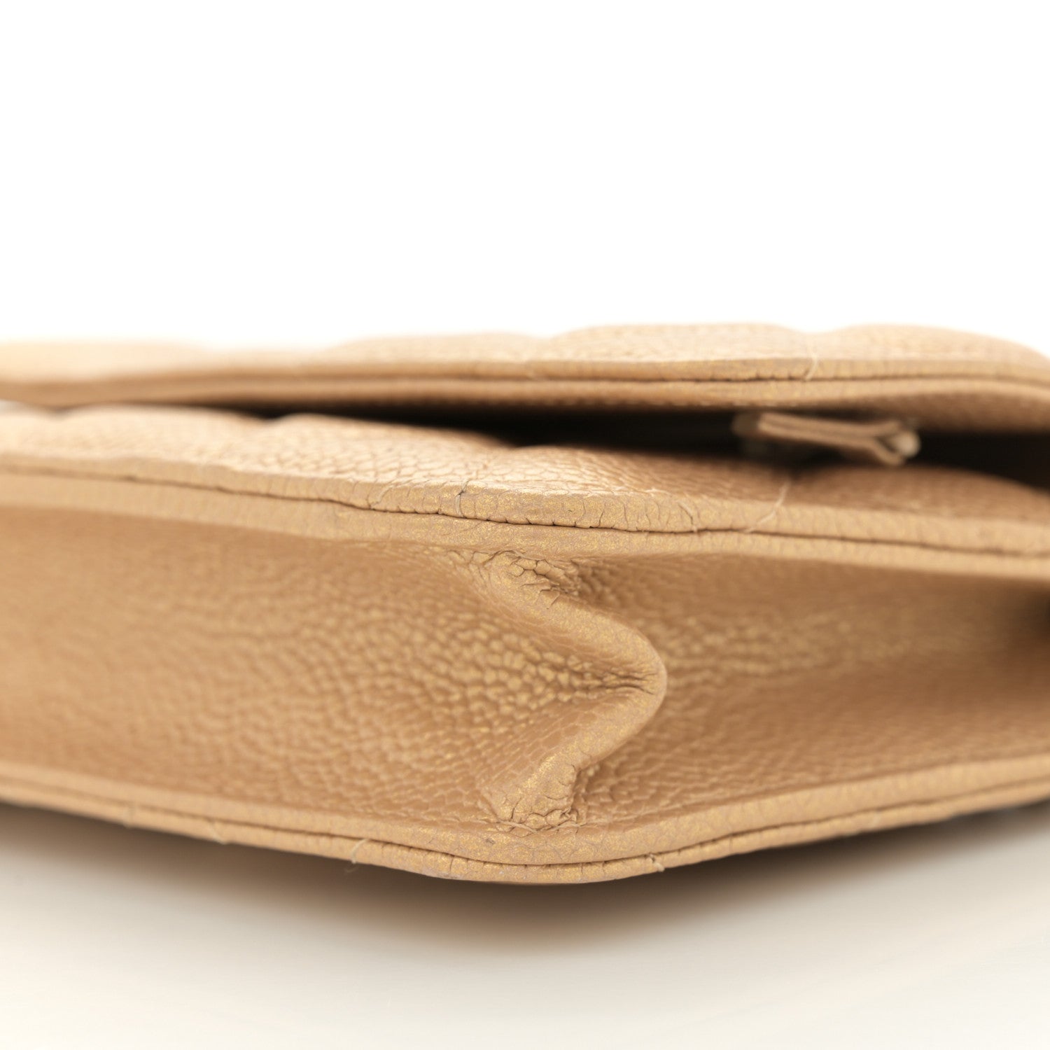 Chanel Pearly Caviar Quilted Wallet On Chain WOC Gold 10 of 11