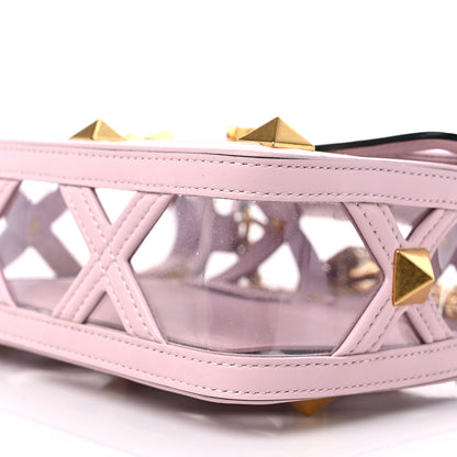 Valentino Garavani PVC Calfskin Medium Roman Stud Shoulder Bag Transparent Rose Quartz 8 of 8