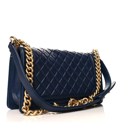 Chanel Lambskin Quilted Medium Boy Flap Dark Blue 3 of 15