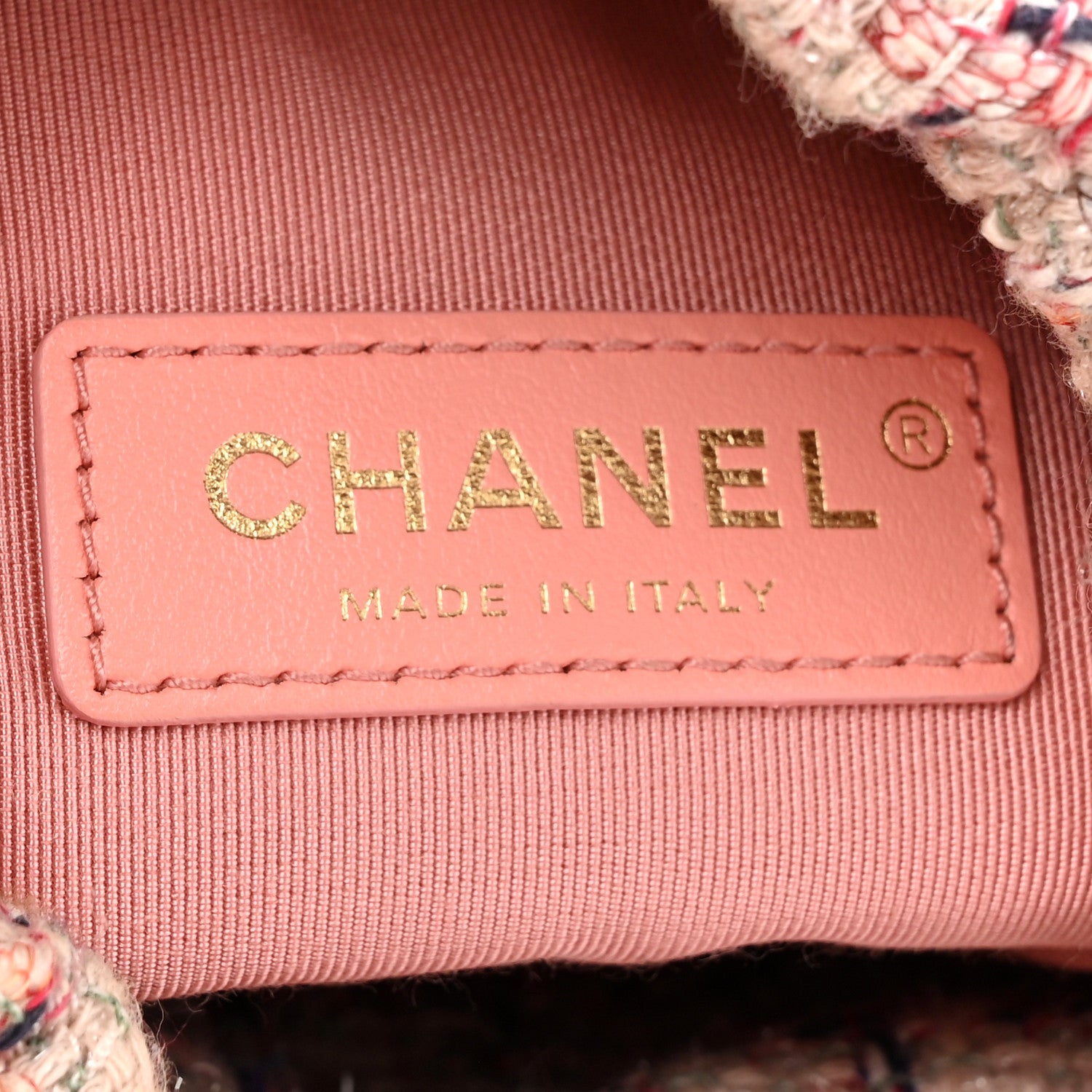 Chanel Calfskin Tweed Small CC Chain Bucket Drawstring Bag Light Pink 6 of 11