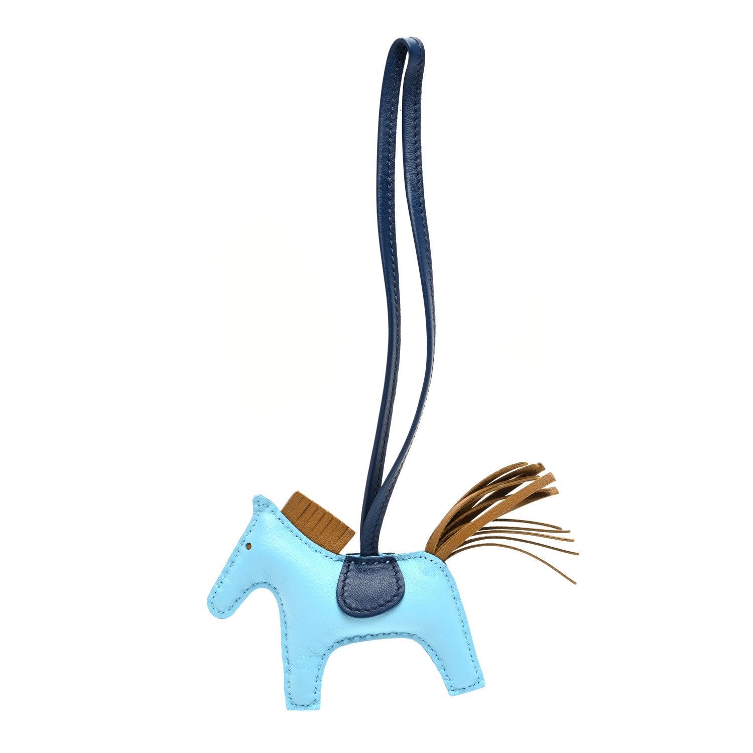 Hermes Milo Lambskin Grigri Rodeo Horse Bag Charm PM Celeste Bleu De Malte Kraft 1 of 4