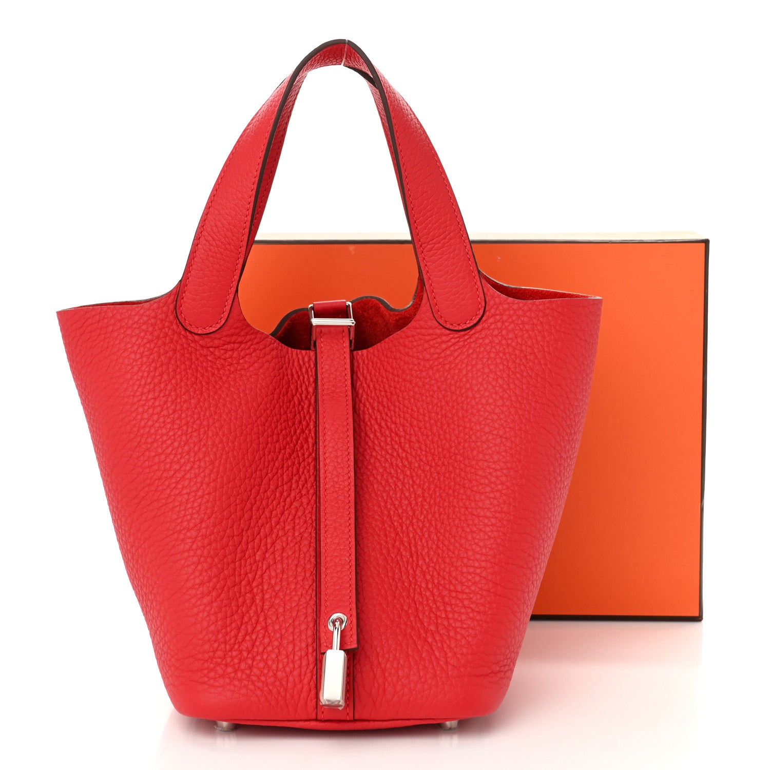 Hermes Taurillon Clemence Picotin Lock 18 Rouge Casaque 11 of 11