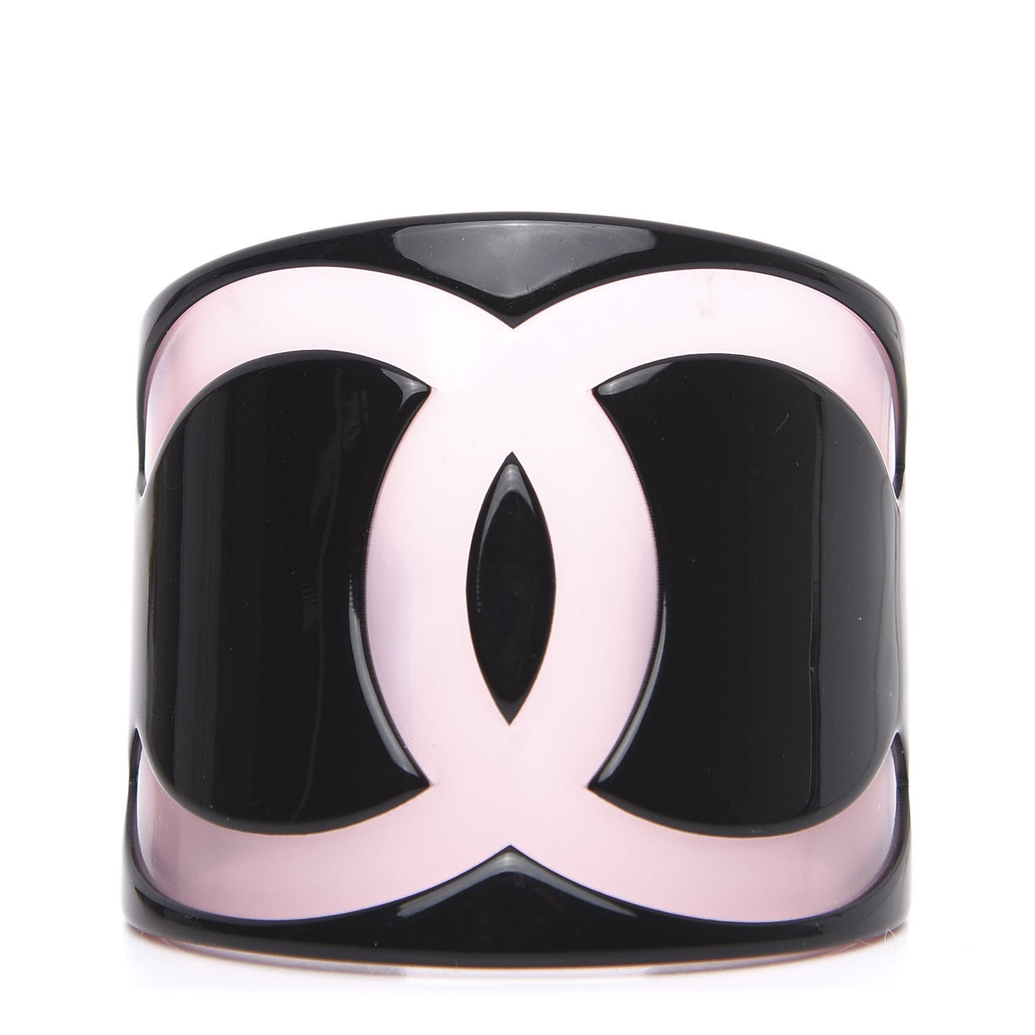 Chanel Resin CC Wide Cuff Black Pink 1 of 4