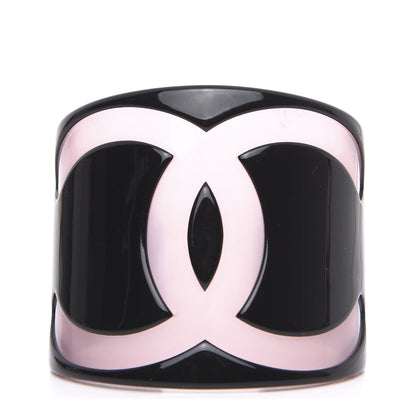 Chanel Resin CC Wide Cuff Black Pink 1 of 4