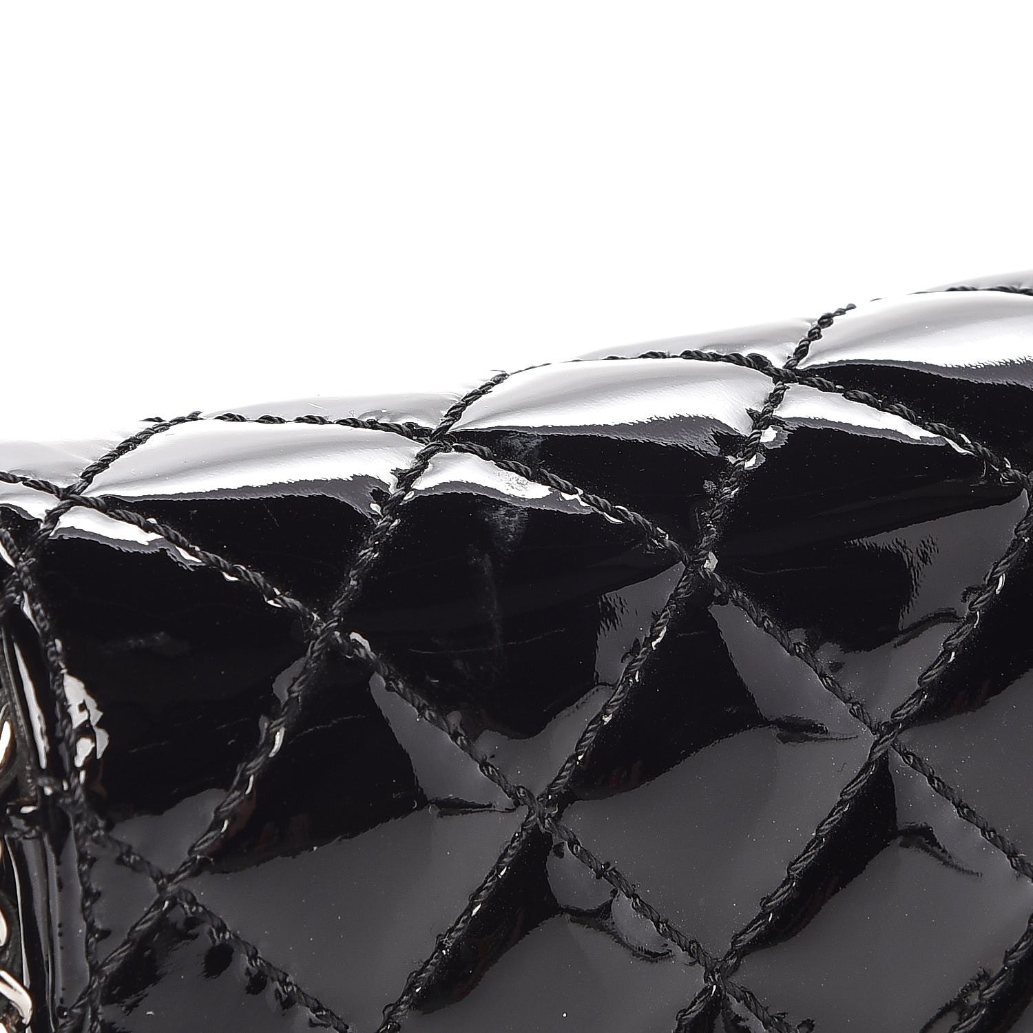Chanel Patent Calfskin Quilted East West Flap Clutch Black 8 of 8