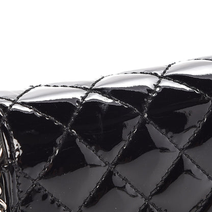 Chanel Patent Calfskin Quilted East West Flap Clutch Black 8 of 8