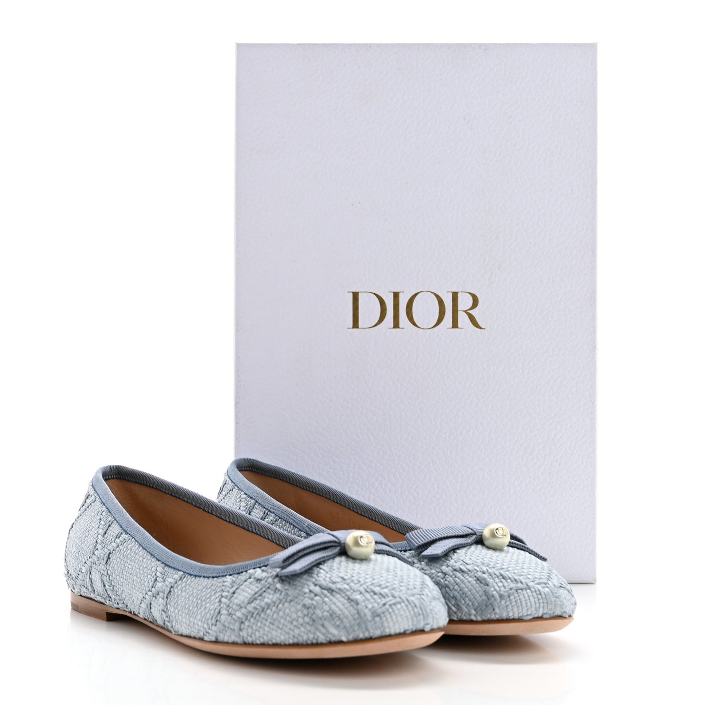 Raffia Cannage Ballet Flat 38 Bleu Pastel