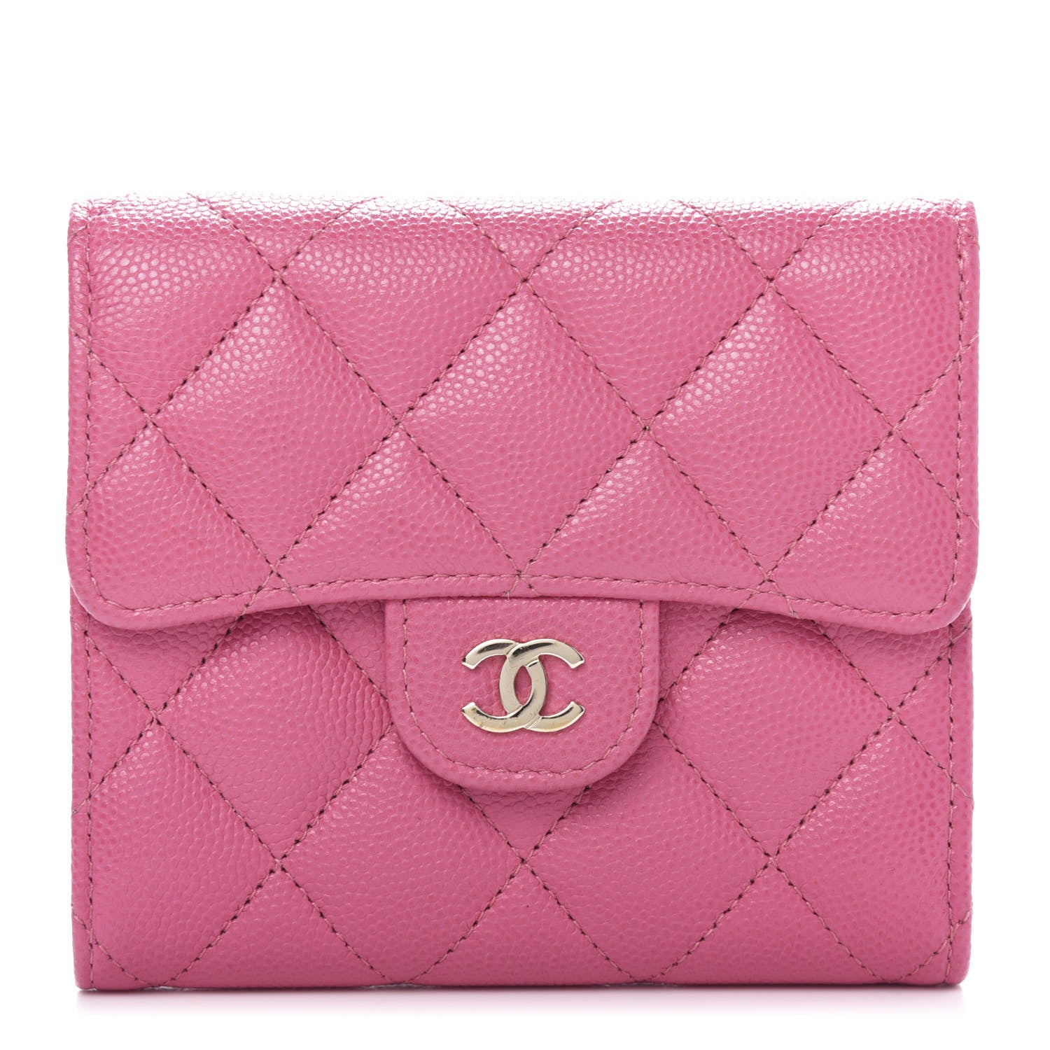 Chanel Caviar Quilted Compact Flap Wallet Pink 1 of 9