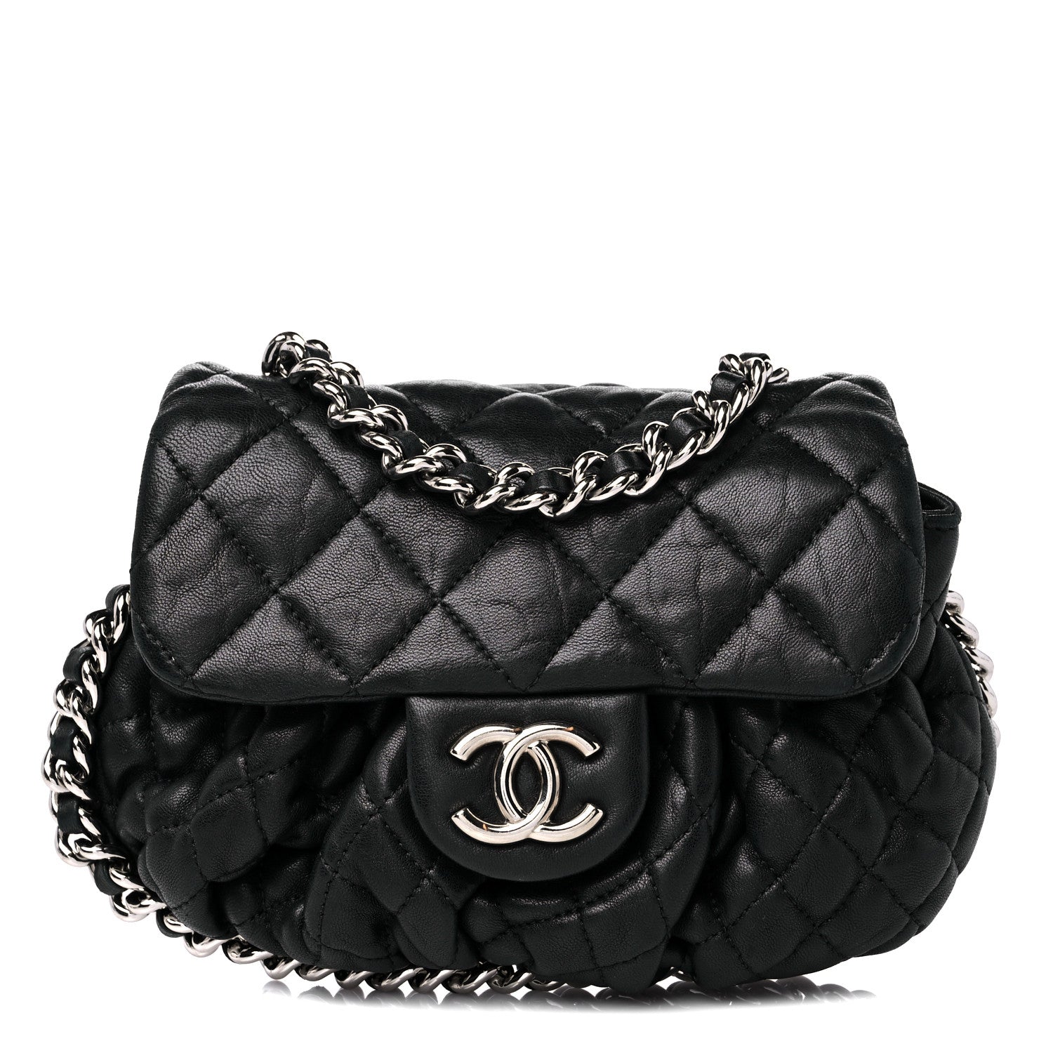 Chanel Washed Lambskin Quilted Mini Chain Around Flap Black 1 of 14