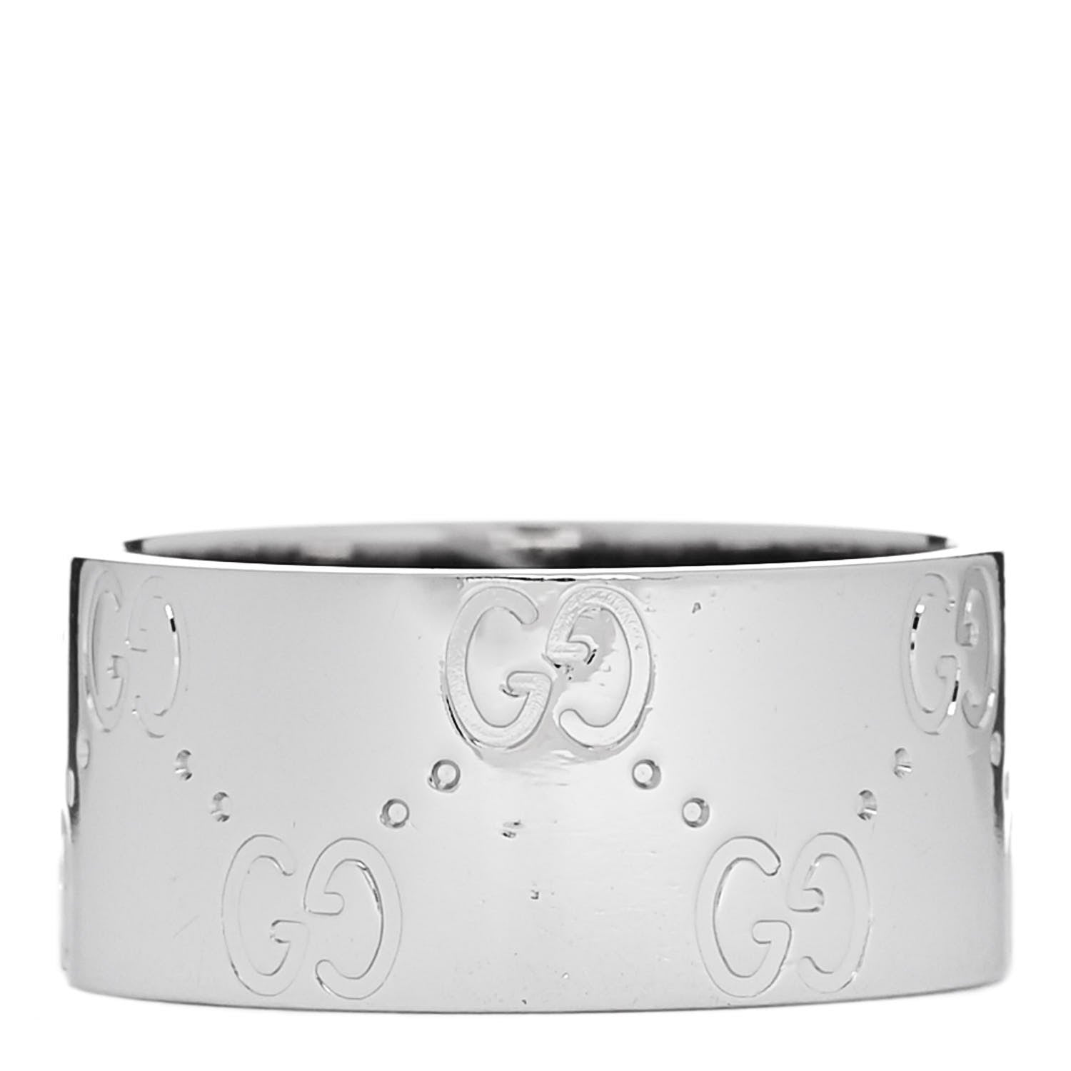 Gucci 18K White Gold Wide Icon Ring 54 6.75 1 of 6
