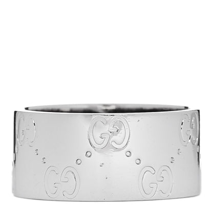 Gucci 18K White Gold Wide Icon Ring 54 6.75 1 of 6