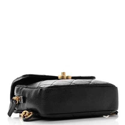 Chanel Shiny Caviar Quilted Chain Melody Backpack Black 4 of 11