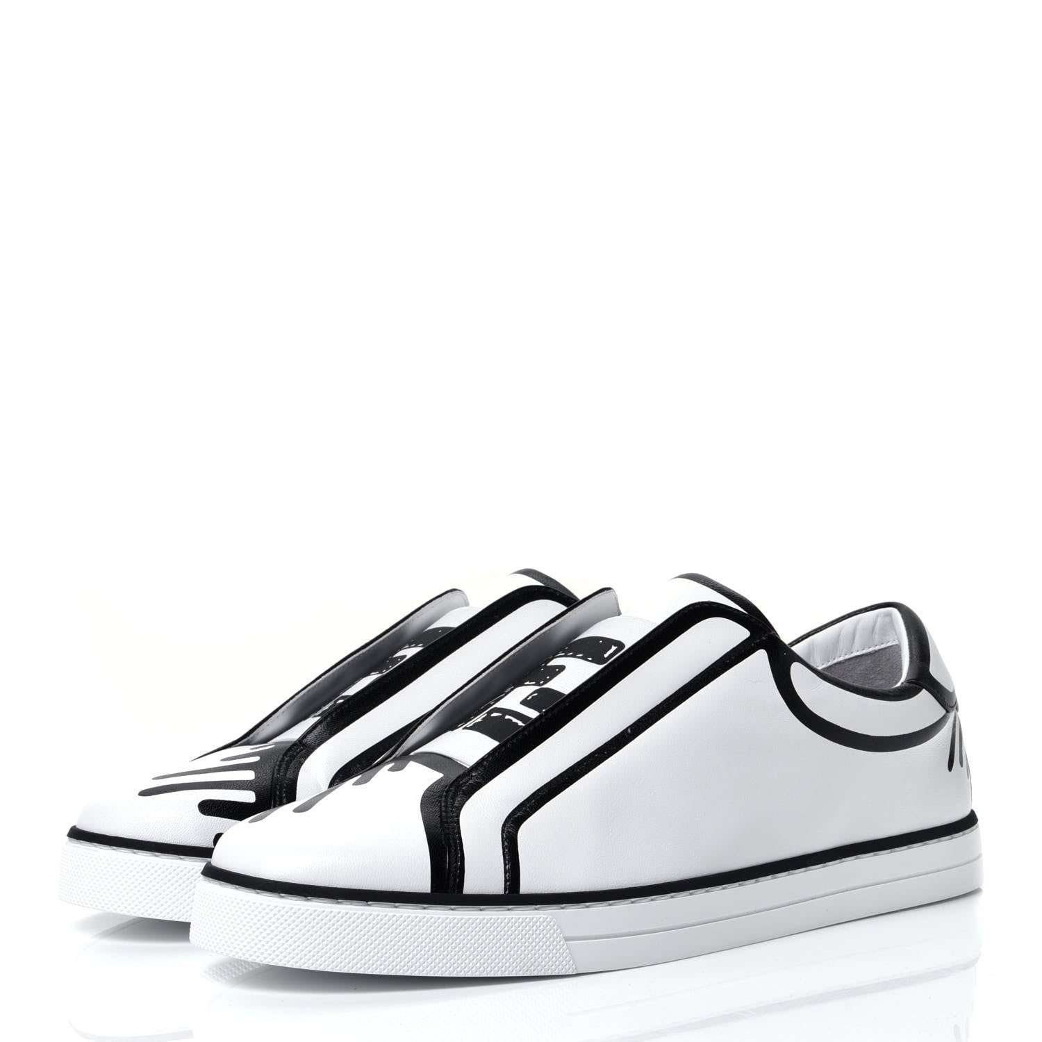 Fendi X JOSHUA VIDES Nappa Rockoclick Slip On Sneakers 38.5 Snow White Black 4 of 11
