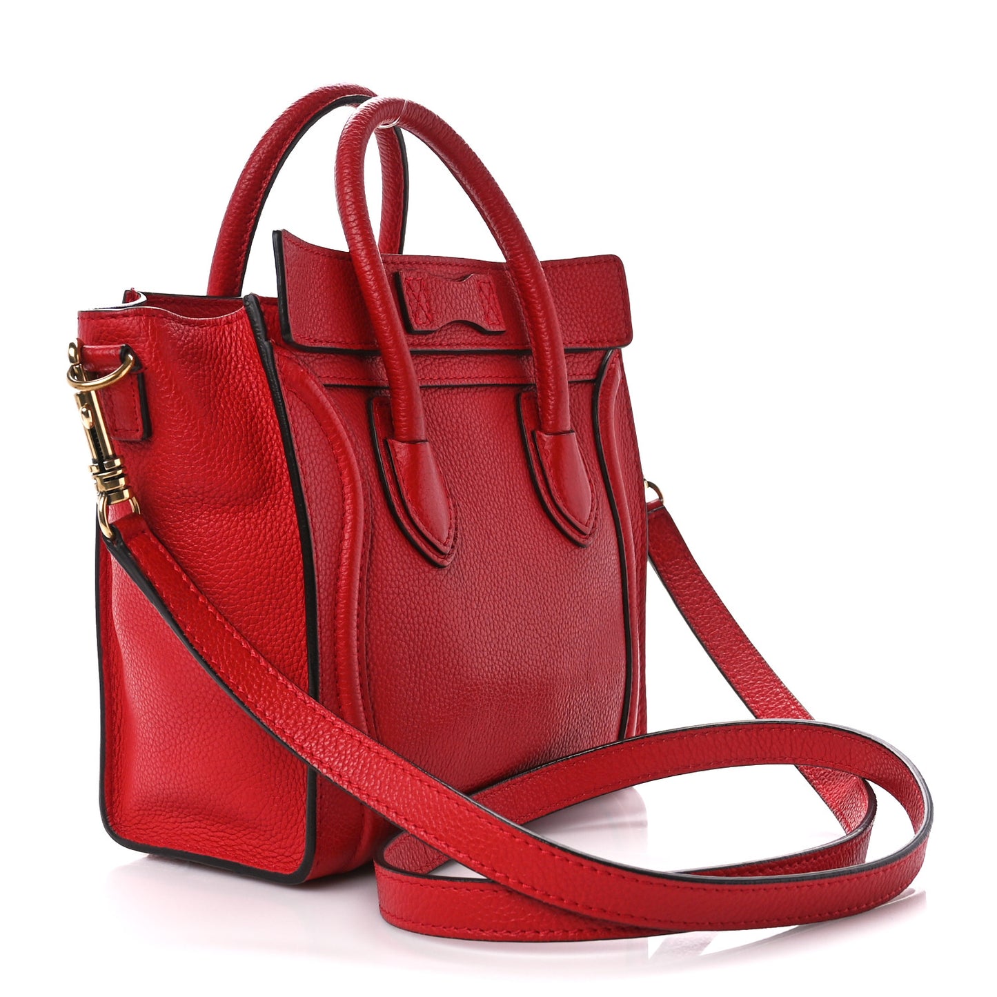 Drummed Calfskin Nano Luggage Coquelicot