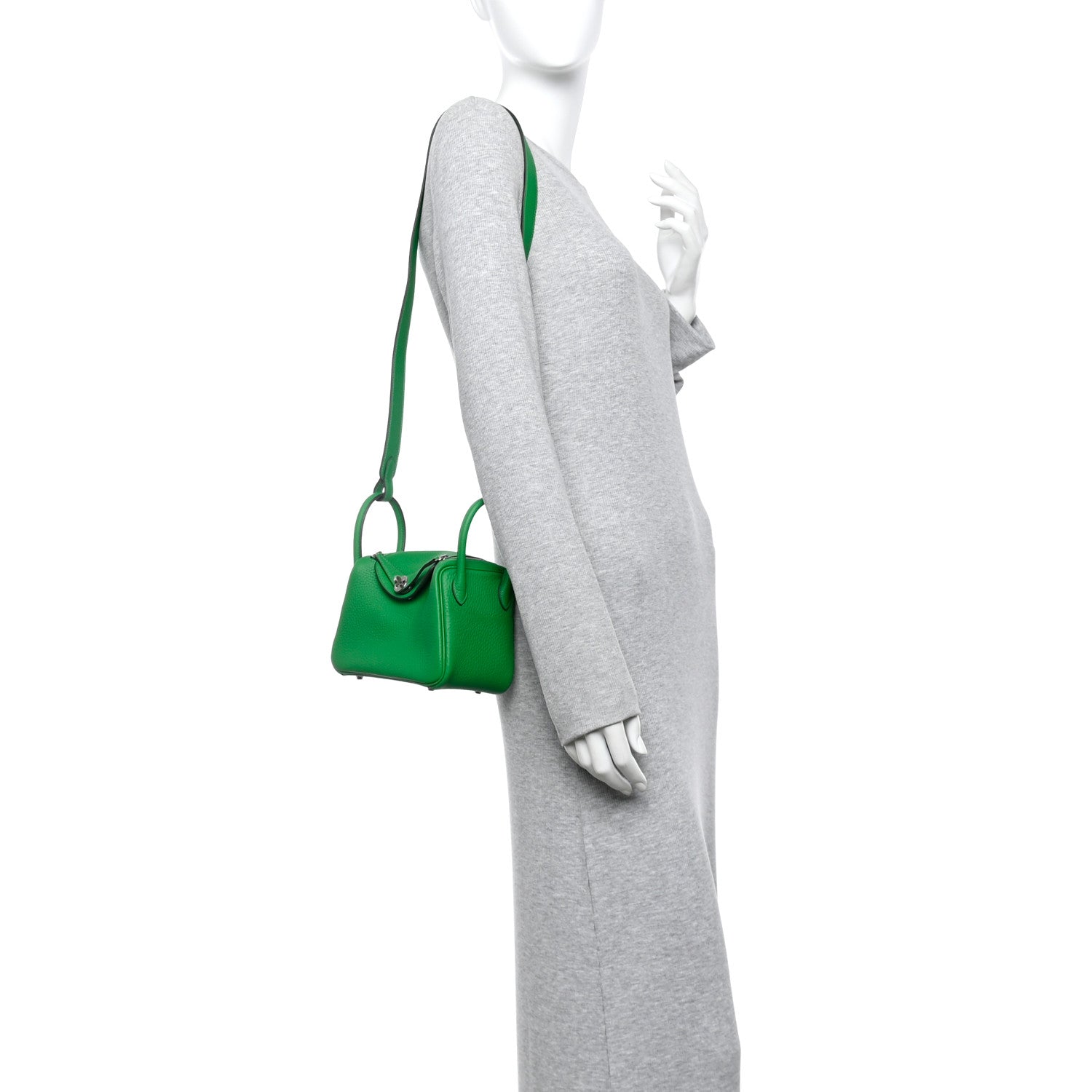 Hermes Taurillon Clemence Mini Lindy 20 Bambou 2 of 11