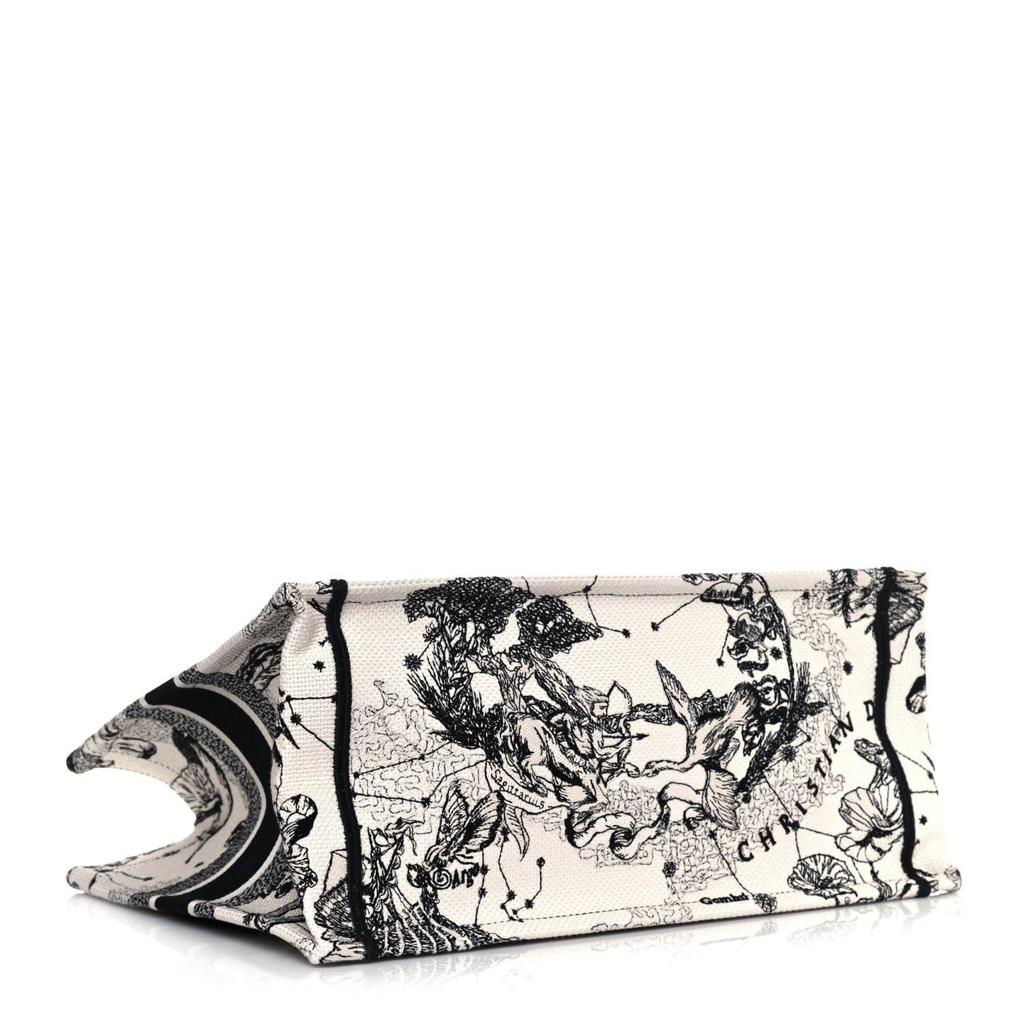 Canvas Zodiac Toile De Jouy Embroidered Medium Book Tote Latte
