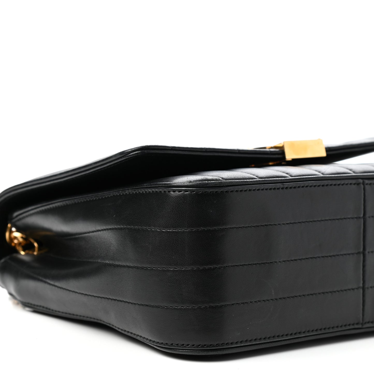Lambskin Matelasse Monogram Large Vicky Chain Bag Black