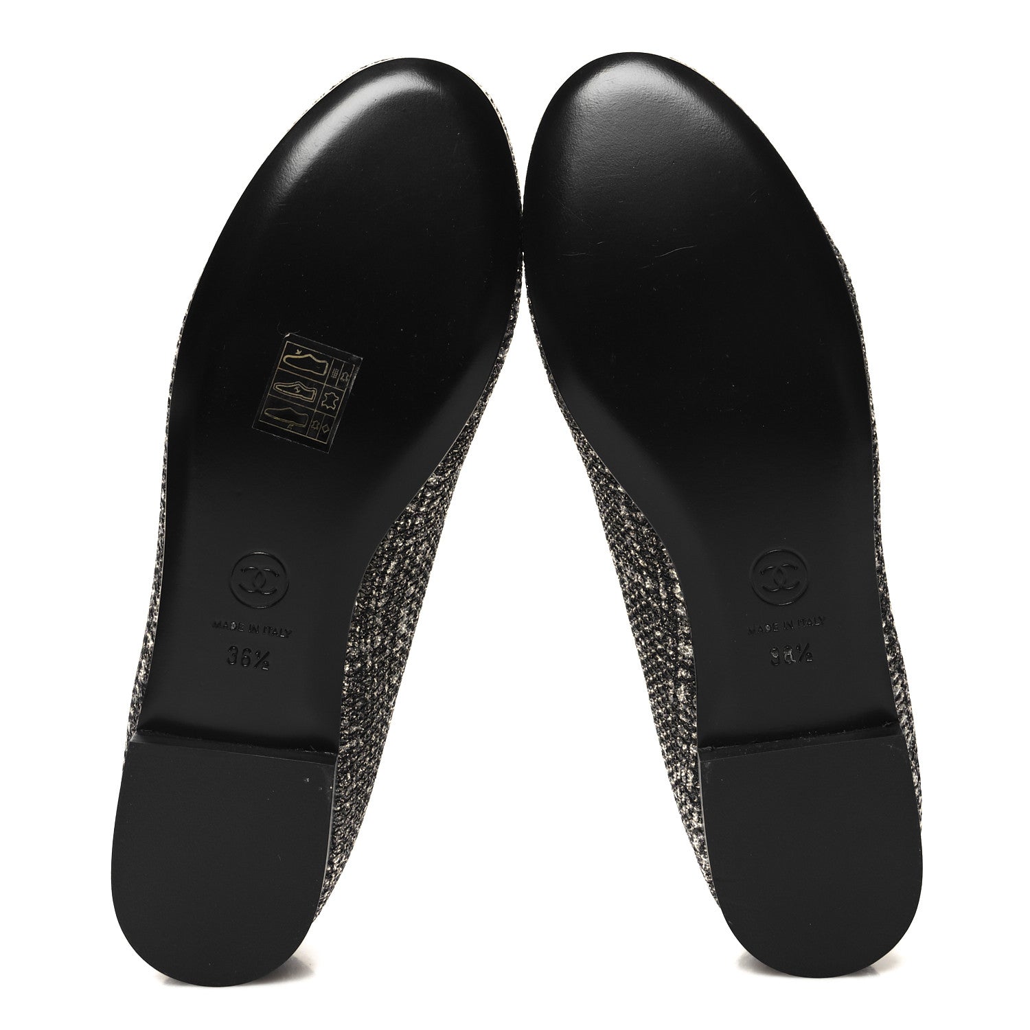 Chanel Fantasy Fabric Grosgrain CC Mocassin Loafers 36.5 Silver Black 5 of 11