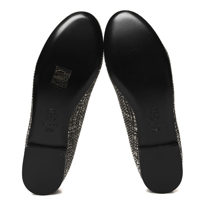 Chanel Fantasy Fabric Grosgrain CC Mocassin Loafers 36.5 Silver Black 5 of 11