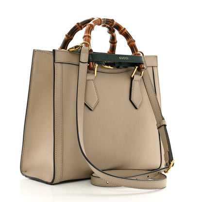 Gucci Textured Dollar Calfskin Web Small Diana Tote Bag Oatmeal Vintage Green 3 of 11