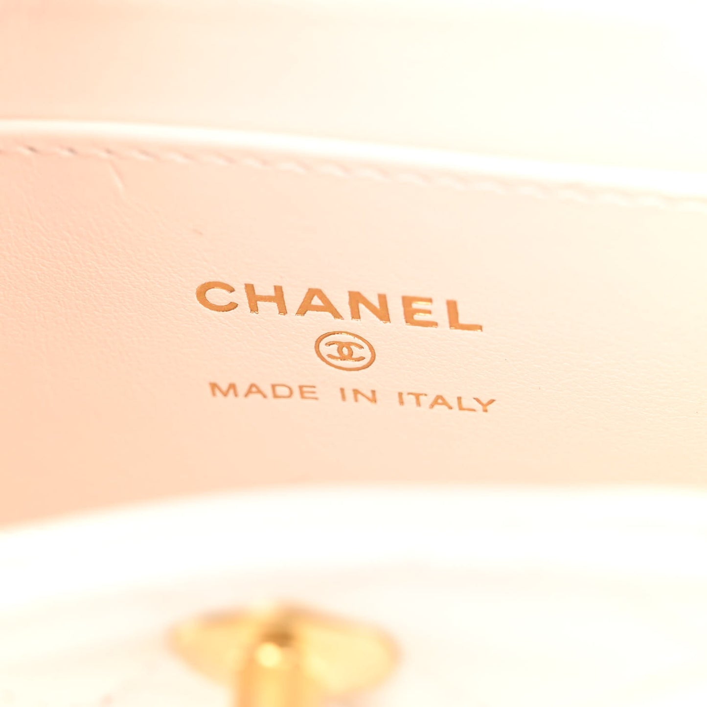 Shiny Aged Calfskin Quilted Mini Nano Kelly Shopper White