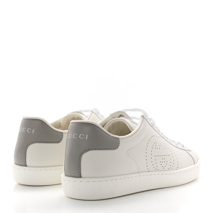 Gucci Calfskin Interlocking G Perforated Womens Ace Sneakers 37 White Grey Sky 4 of 12