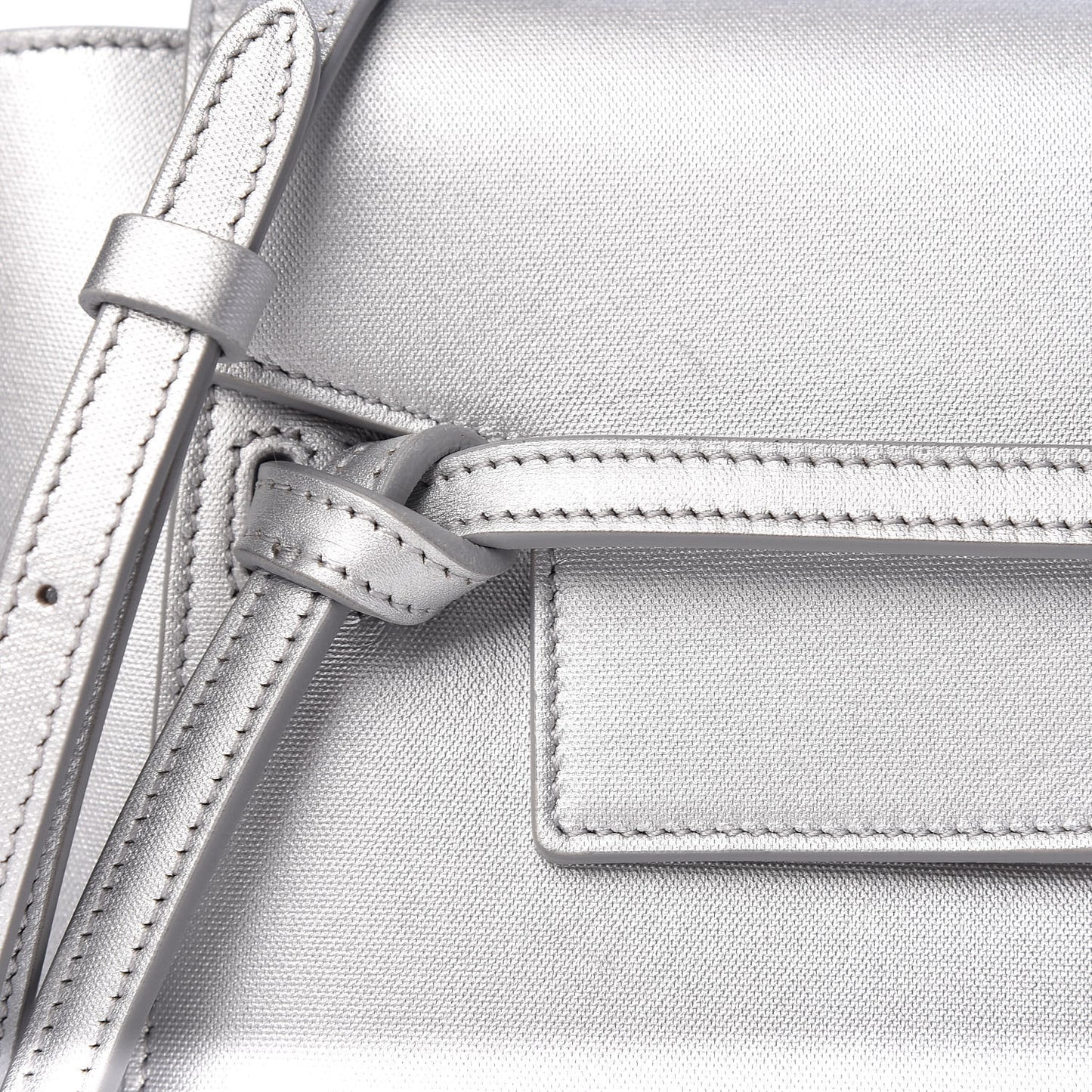 Laminated Calfskin Nano Belt Bag Silver