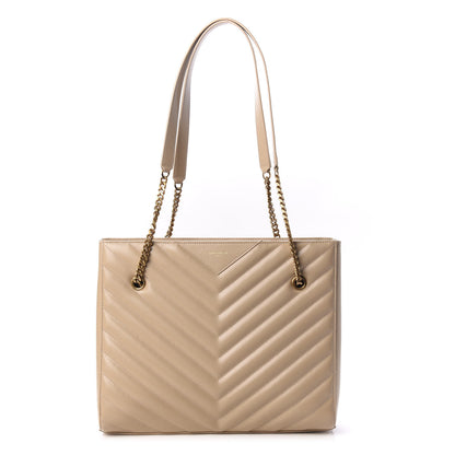 Saint Laurent Grain De Poudre Matelasse Chevron Medium Tribeca Shopping Bag Nude Powder 1 of 9