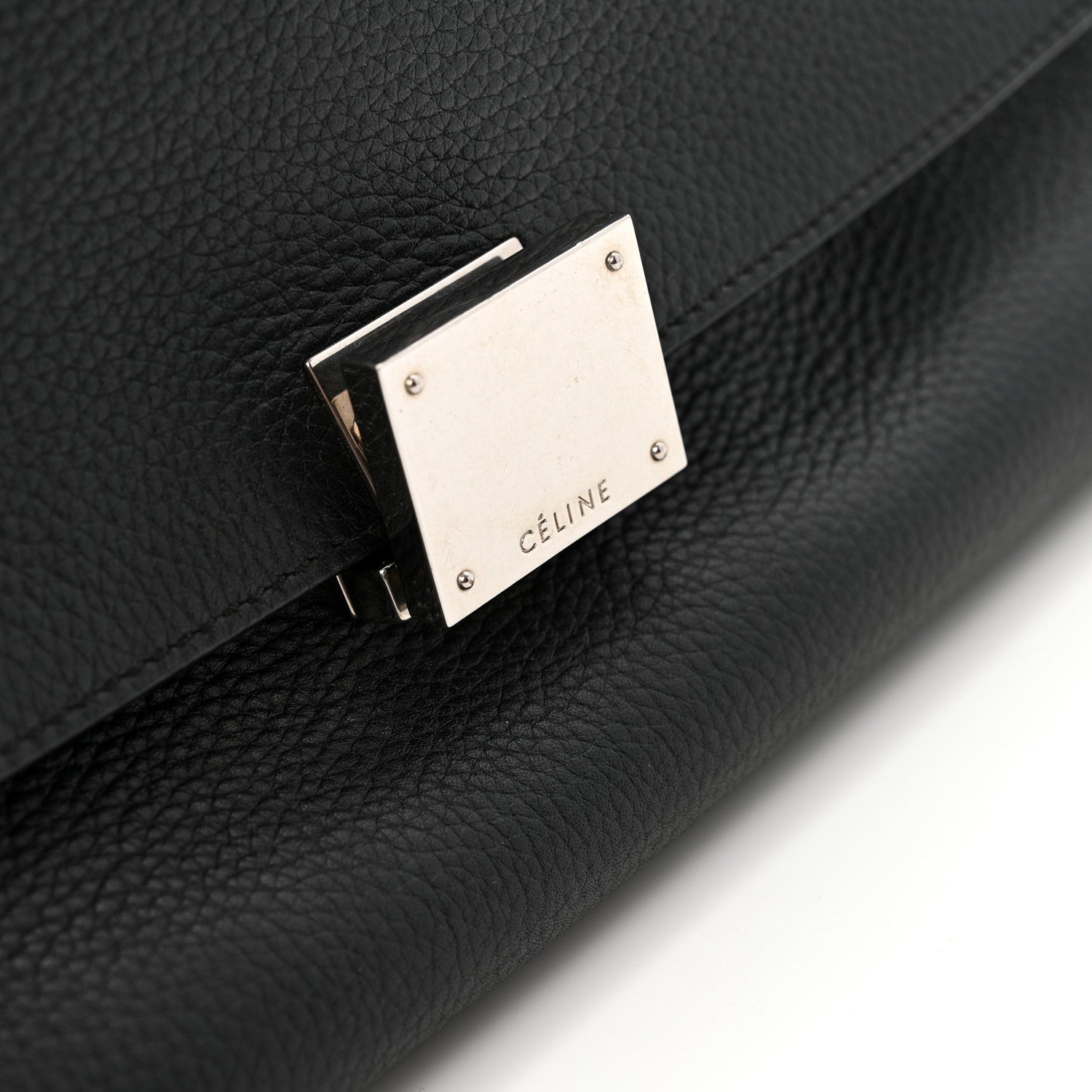 Celine Drummed Calfskin Suede Medium Trapeze Black 10 of 15