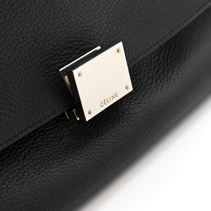 Celine Drummed Calfskin Suede Medium Trapeze Black 10 of 15