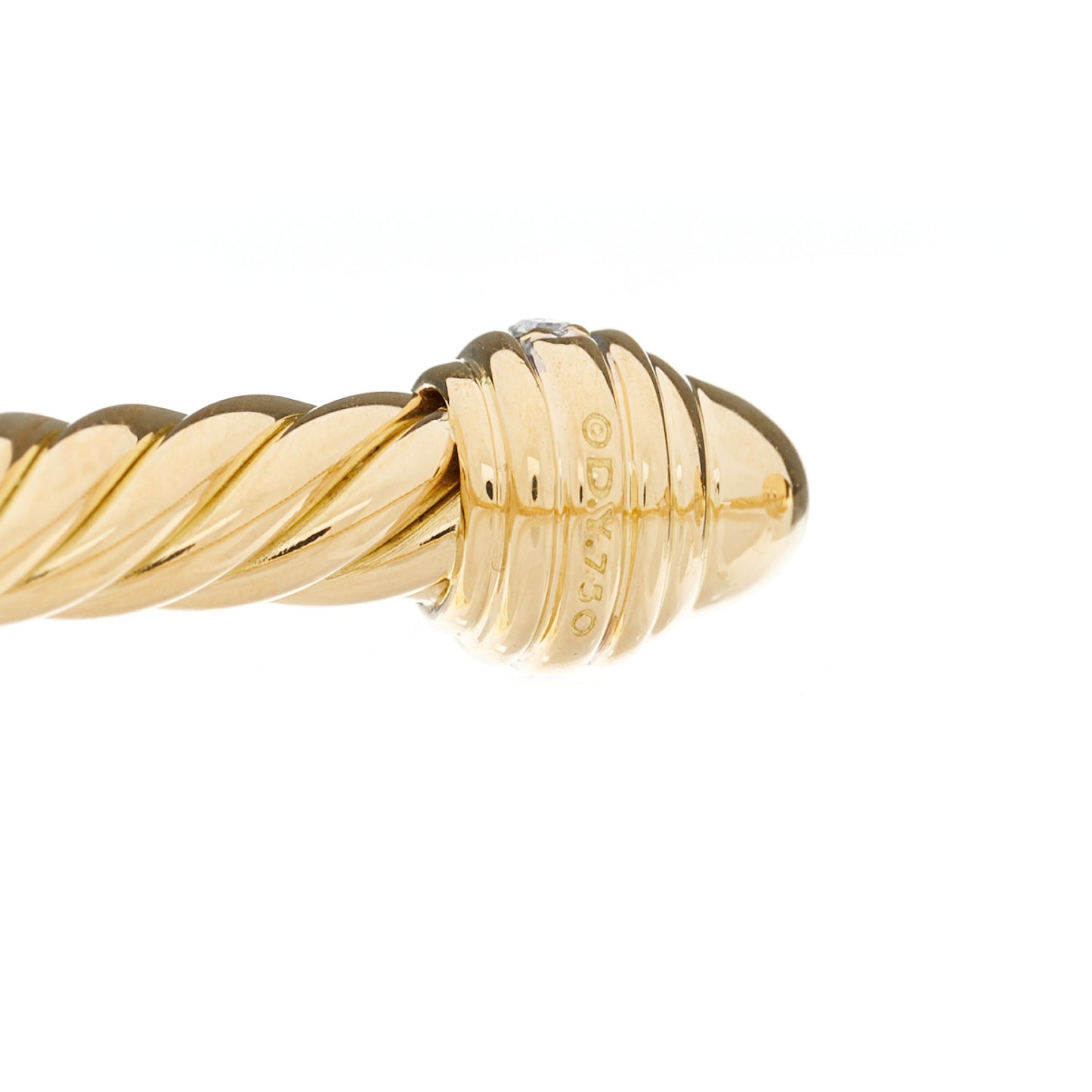 18K Yellow Gold Diamond 5mm Cable Classics Dome Bracelet