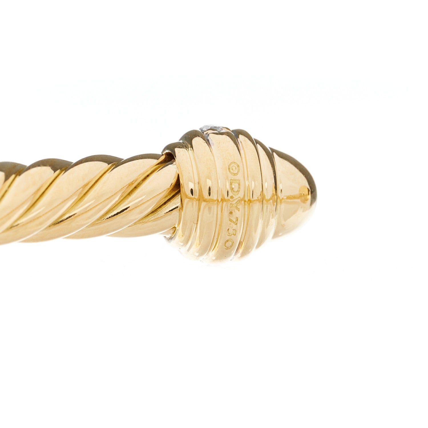 David Yurman 18K Yellow Gold Diamond 5mm Cable Classics Dome Bracelet 4 of 4