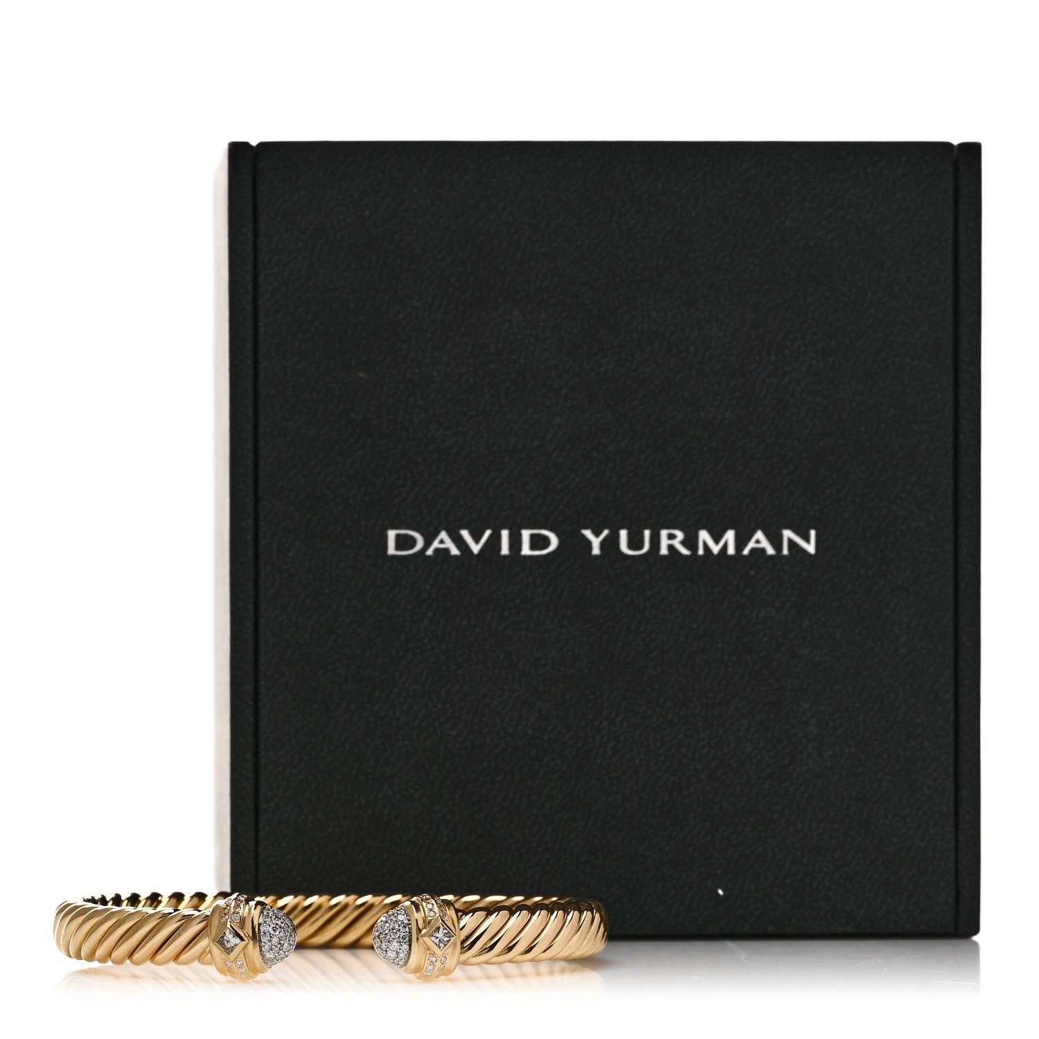 David Yurman 18K Yellow Gold Diamond 7mm Pave Renaissance Oval Cablespira Bracelet 4 of 4