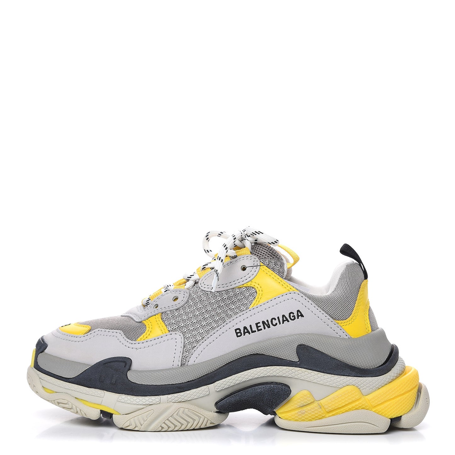 Fabric Mesh Womens Triple S Sneakers 38 Yellow Grey White