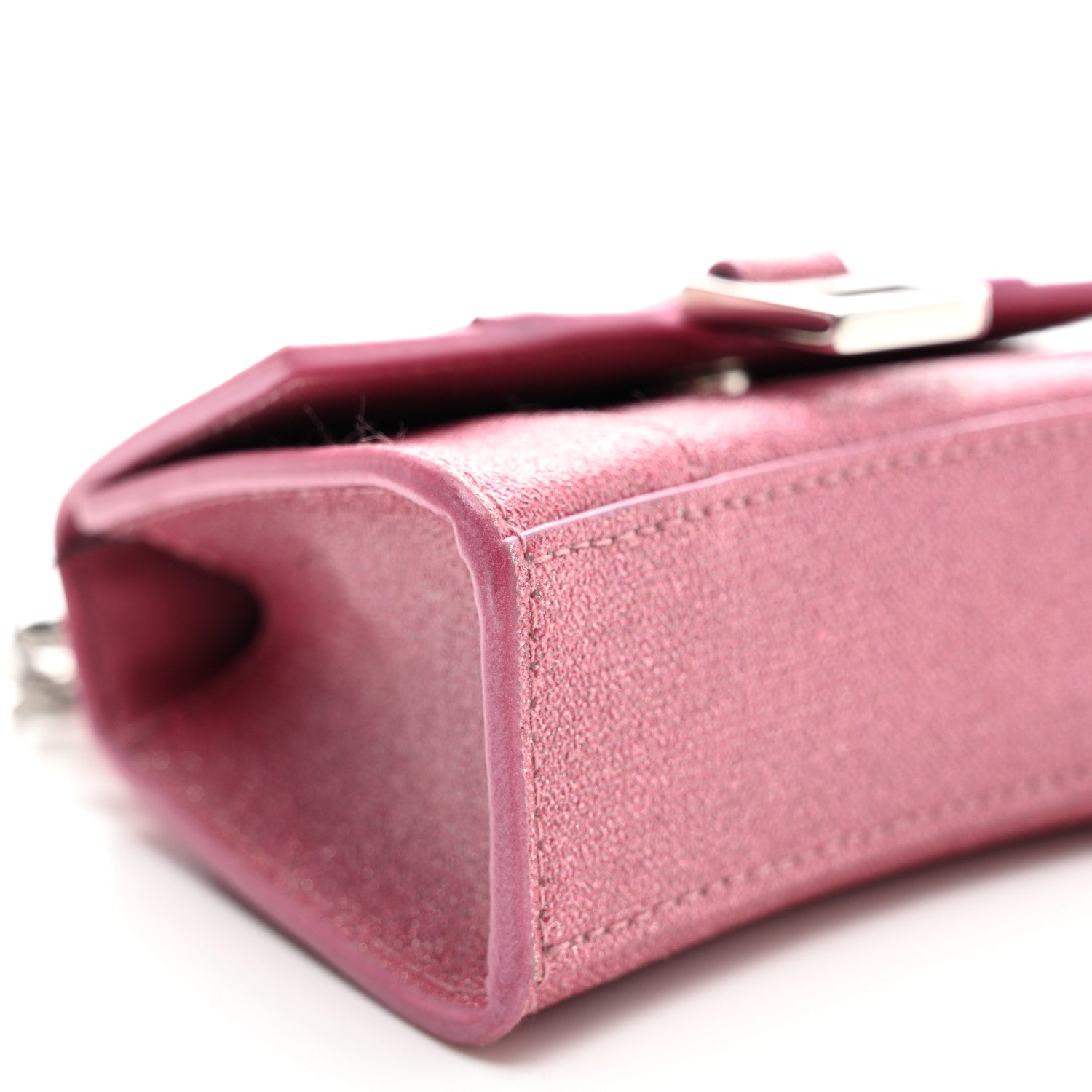 Balenciaga Glitter Fabric Hourglass Top Handle Bag Mini with Chain  Sweet Pink 9 of 10