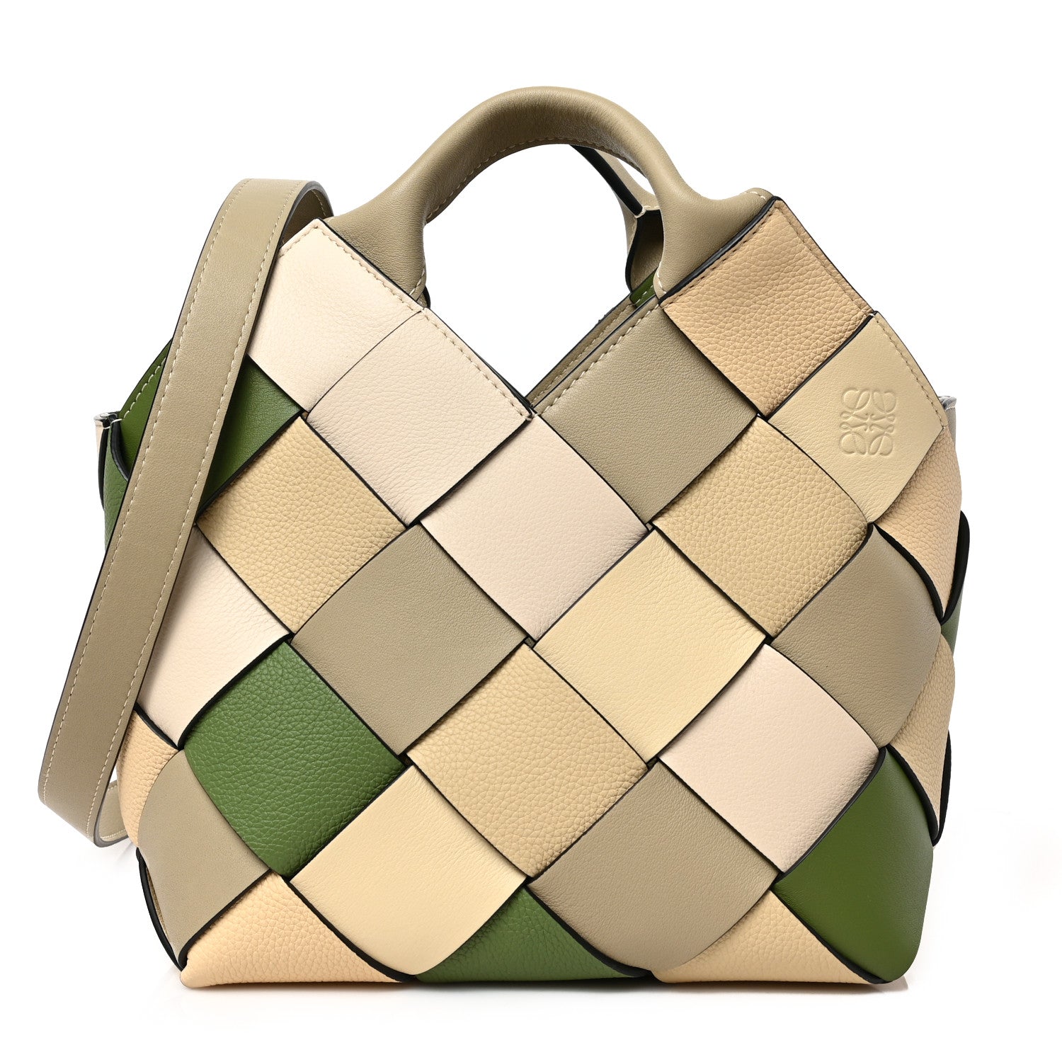 Loewe Calfskin Woven Small The Surplus Collection Basket Bag Avocado Ivory 2 of 19
