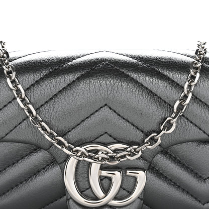 Gucci Metallic Lambskin Matelasse Mini GG Marmont Shoulder Bag Piombo 8 of 10