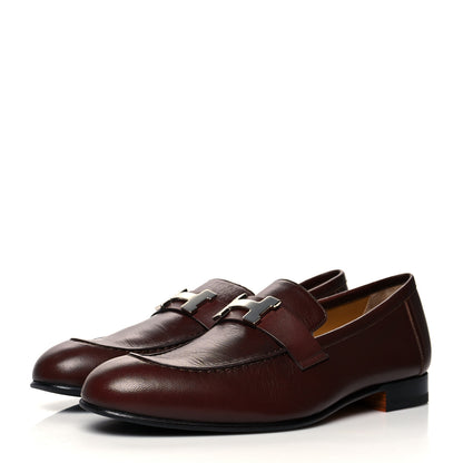 Hermes Goatskin Mens Paris Loafers 41 Marron Acajou 3 of 11