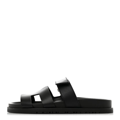Hermes Calfskin Womens Chypre Sandals 36 Black 1 of 9