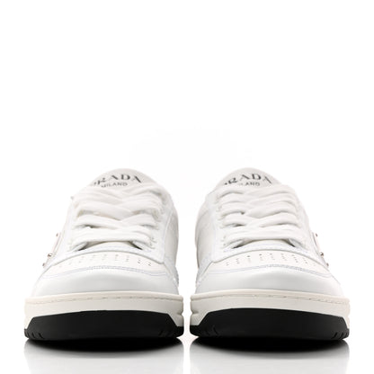 Prada Vitello Rois Triangle Womens Downtown Low Top 30mm Sneakers 39.5 White Black 2 of 10