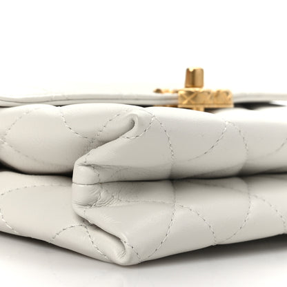 Chanel Lambskin Quilted Chain Bar Top Handle Flap White 8 of 9