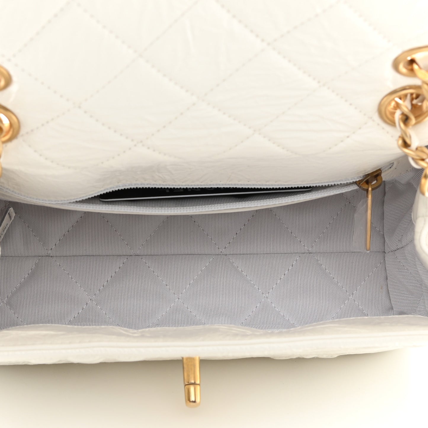 Crumbled Calfskin Embossed Flap White