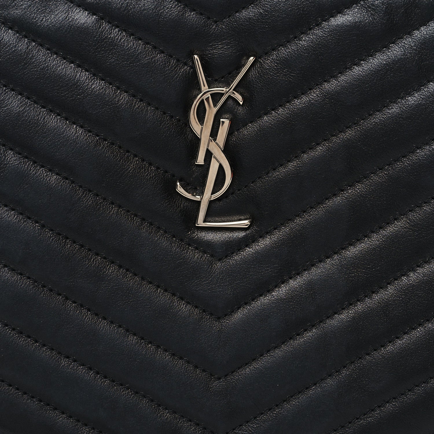 Saint Laurent Calfskin Matelasse Chevron Monogram A5 Wristlet Black 8 of 10