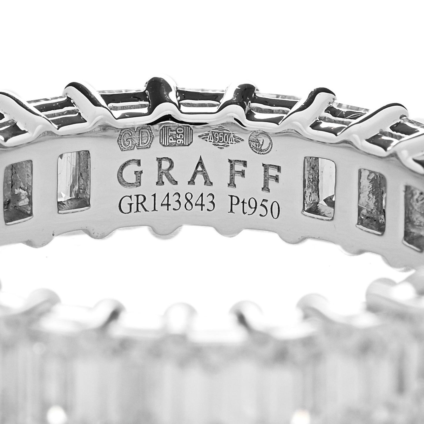 Platinum Diamond 3.78ctw Emerald Cut Claw Set Eternity Ring 50 5.5