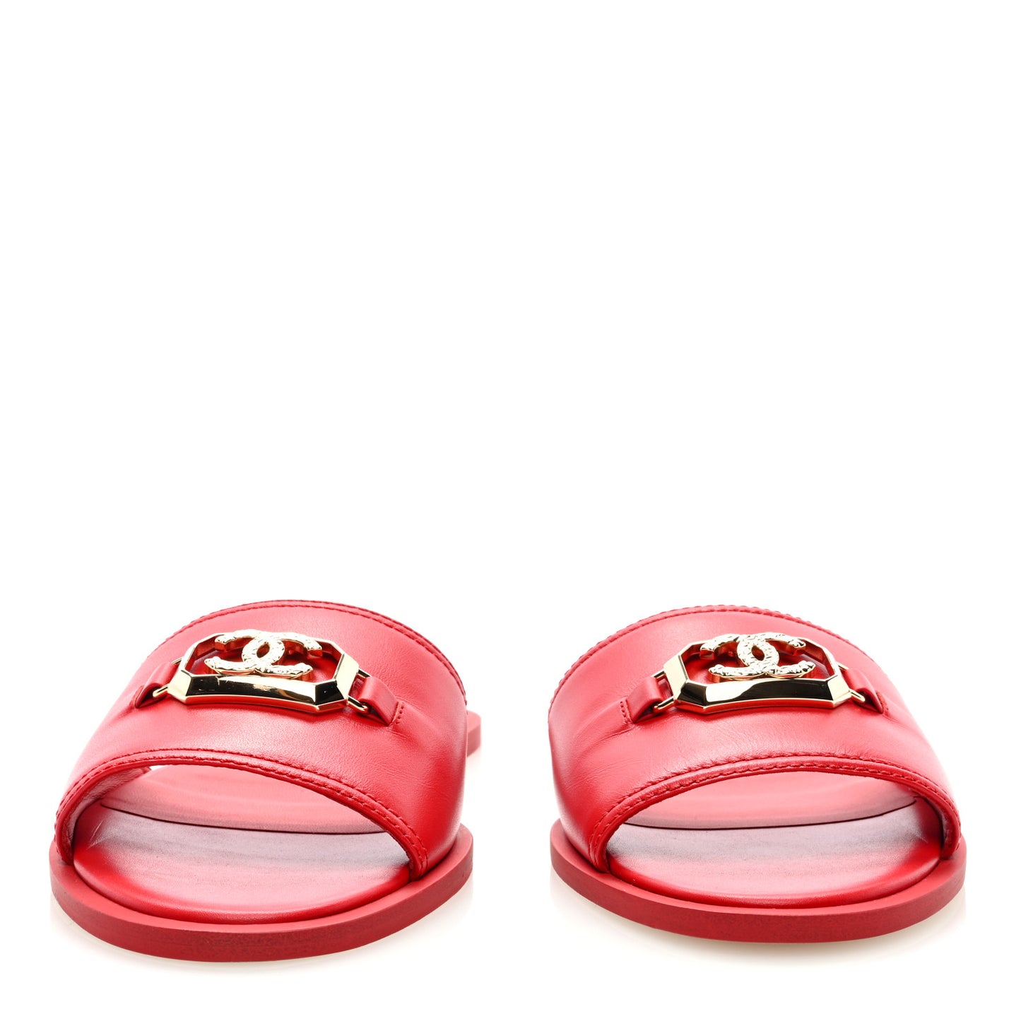 Shiny Calfskin CC Mules 40 Red