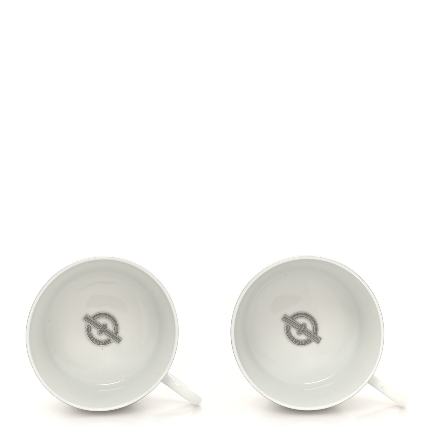Porcelain Platinum Chaine d'Ancre Tea Cup and Saucer Set of 2