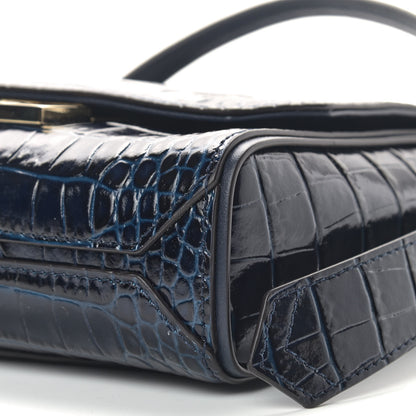 Givenchy Calfskin Crocodile Embossed Eden Mini Top Handle Blue 7 of 8